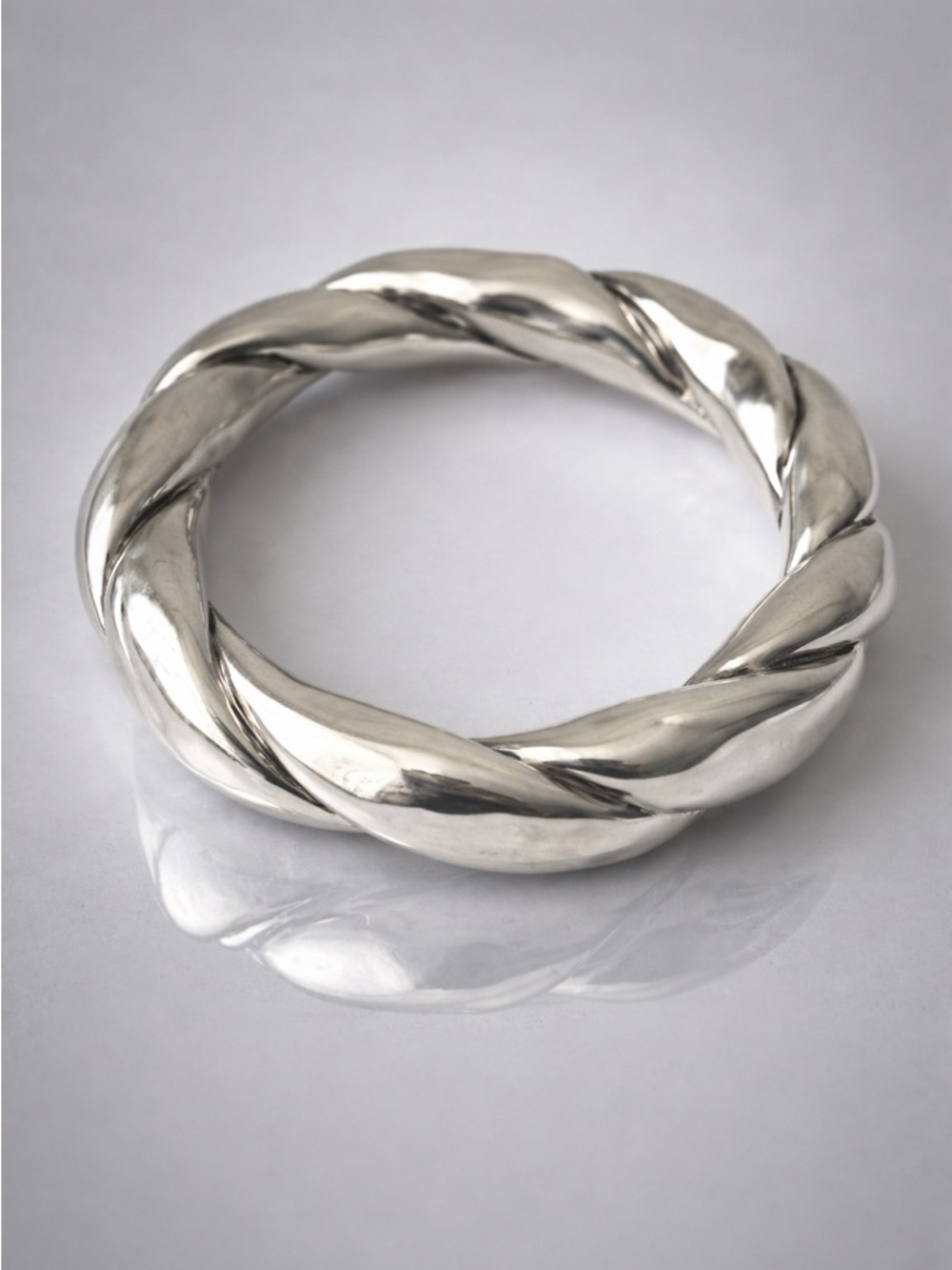 E&L Sterling Silver Electroform Statement Twisted Bangle Bracelet Israel